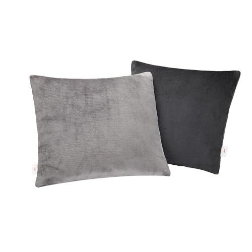 s.Oliver Doublesoft Kissenbezug 50x50 cm - super kuschelig & weich, Polyesterflausch 2 Stück dunkelgrau von s.Oliver