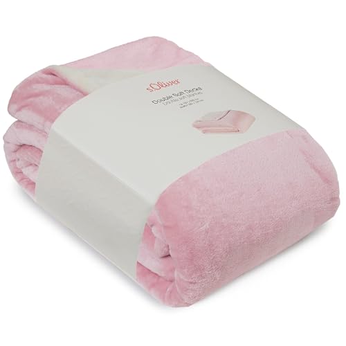 s.Oliver Doublesoft Kuscheldecke 150x200 - super kuschelig & warm, Polyesterflausch Decke rosa von s.Oliver