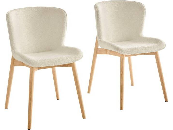 s.Oliver Esszimmerstuhl Kailee (Set, 2 St), weicher Bouclé-Bezug, ergonomisches Design, Eschenholzgestell, beige, cremefarben von s.Oliver