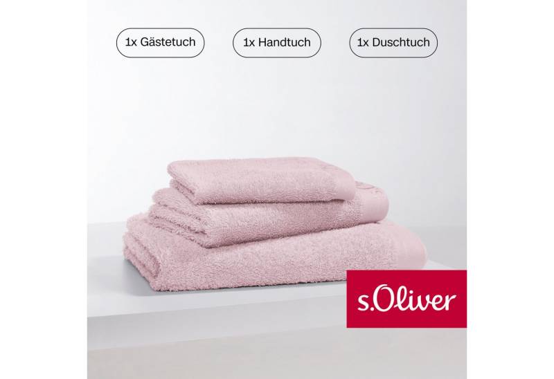 s.Oliver Handtuch Set s.Oliver, Premium Qualität, 600 gr/m², Walkfrottier (Set, 3-St), 1 Gästetuch 30x50 cm, 1 Handtuch 50x100 cm, 1 Duschtuch 70x140 cm von s.Oliver