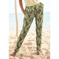 s.Oliver Jerseyhose, mit Blätterdruck, schmale Strandhose mit Taschen, Sommerhose von s.Oliver