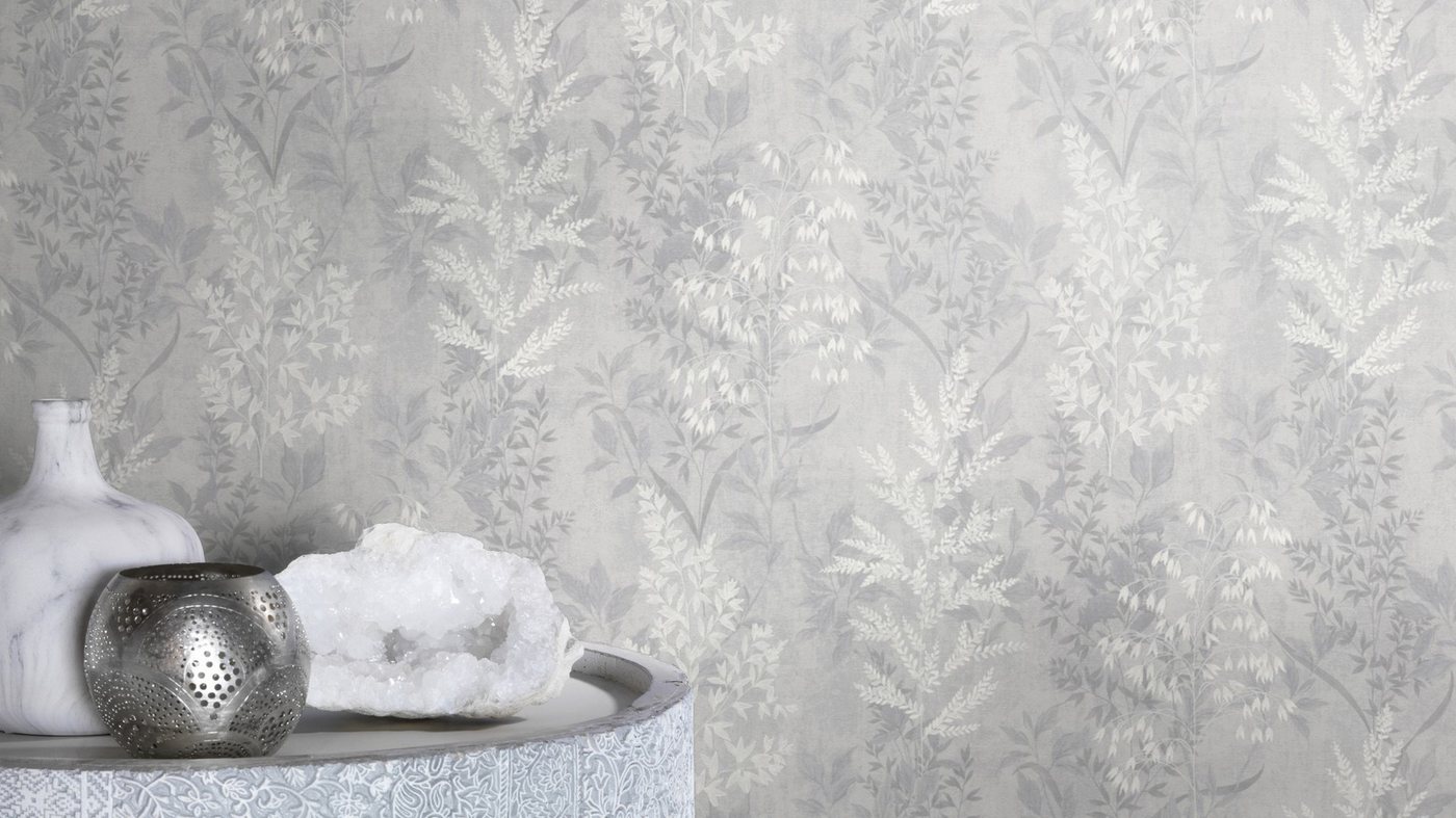 Rasch Papiertapete mit Blattranken, strukturiert, botanisch, (1 St), Blätter von Rasch