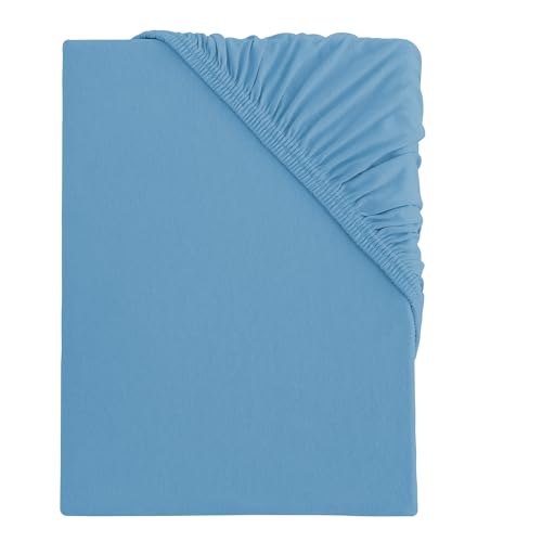 s.Oliver Spannbettlaken 90x200-100x200 cm- 100% Baumwolle, für Matratzen bis 25 cm, besonders weich & angenehm, Spannbetttuch blau von s.Oliver