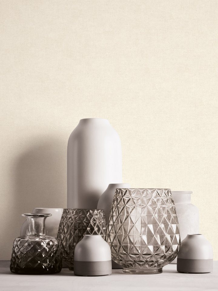 s.Oliver Vliestapete Uni Tapete mit feiner Leinenoptik, Farbe Creme Weiß, strukturiert, uni, (1 St), Wandtapete in Textil-Optik für Wohnzimmer, Schlafzimmer von s.Oliver