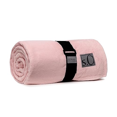 s.Oliver Kuschelsoft Decke 150x200 cm - flauschig, warm & waschbar, Kuscheldecke rosa Uni von s.Oliver