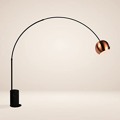 s.luce Ball Design-Bogenlampe Marmorfuß modern Bogenleuchte Stehlampe Stehleuchte, Schirm Kupfer, Basis Schwarz von s`luce
