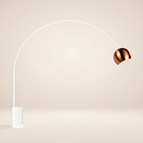 s.luce Ball Design-Bogenlampe Marmorfuß modern Bogenleuchte Stehlampe Stehleuchte, Schirm Kupfer, Basis Weiß von s`luce