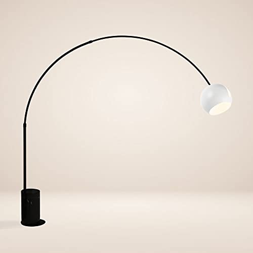 s.luce Ball Design-Bogenlampe Marmorfuß modern Bogenleuchte Stehlampe Stehleuchte, Schirm Weiß, Basis Schwarz von s`luce