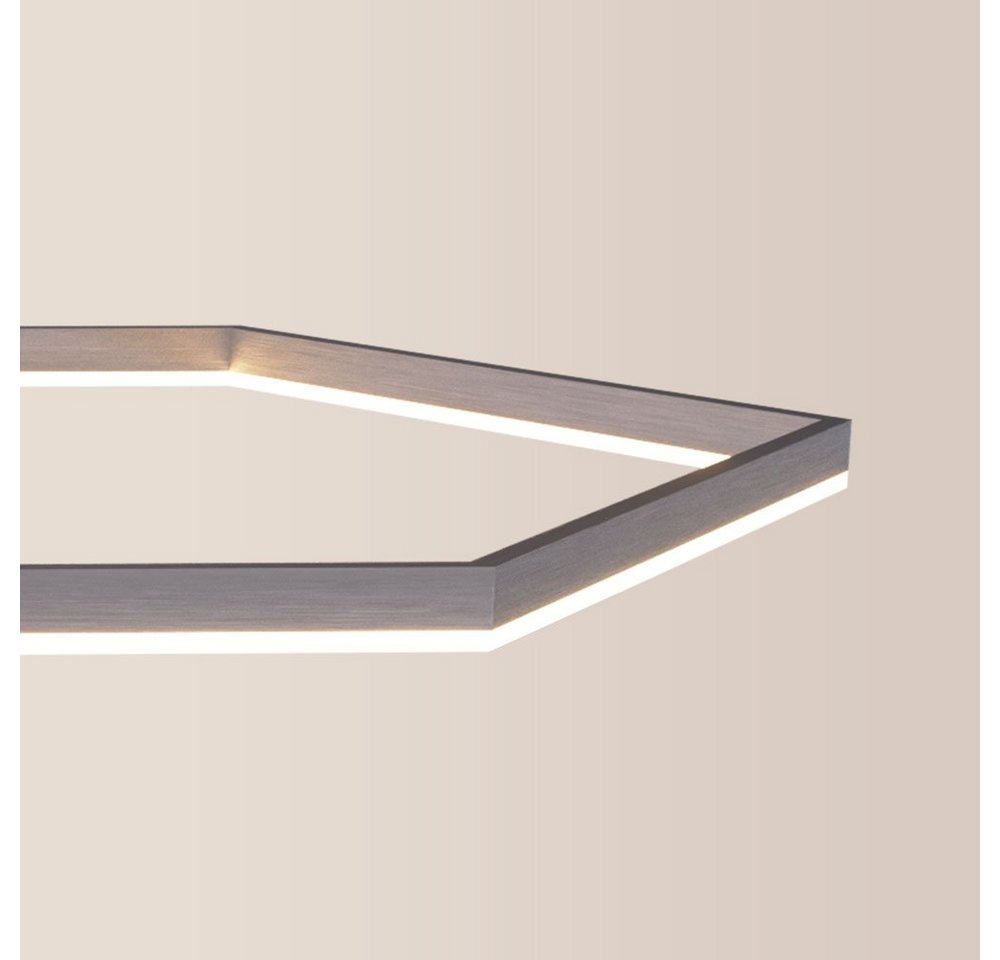 s.luce Deckenleuchte LED Deckenlampe Hexa flach modern eckig Aluminium, Warmweiß von s.luce