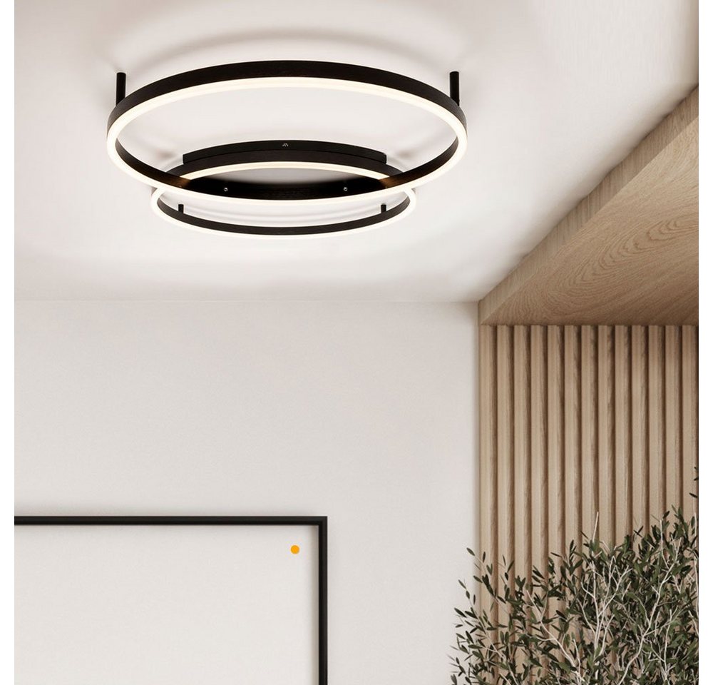 s.luce Deckenleuchte LED Deckenleuchte Ring 2-flammig Schwarz, Dimmbar mit DALI (Smart Home), Warmweiß von s.luce
