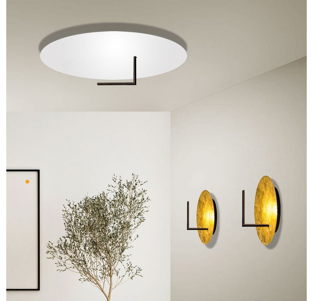 s.luce Deckenleuchte LED Wandlampe Deckenlampe Edge Blattgold, Warmweiß von s.luce