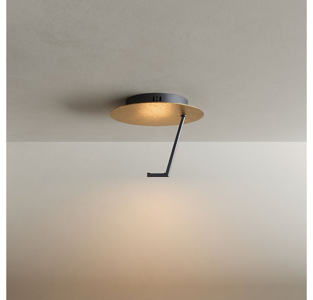 s.luce Deckenleuchte LED Wandlampe Deckenlampe Hook Blattgold, Warmweiß von s.luce