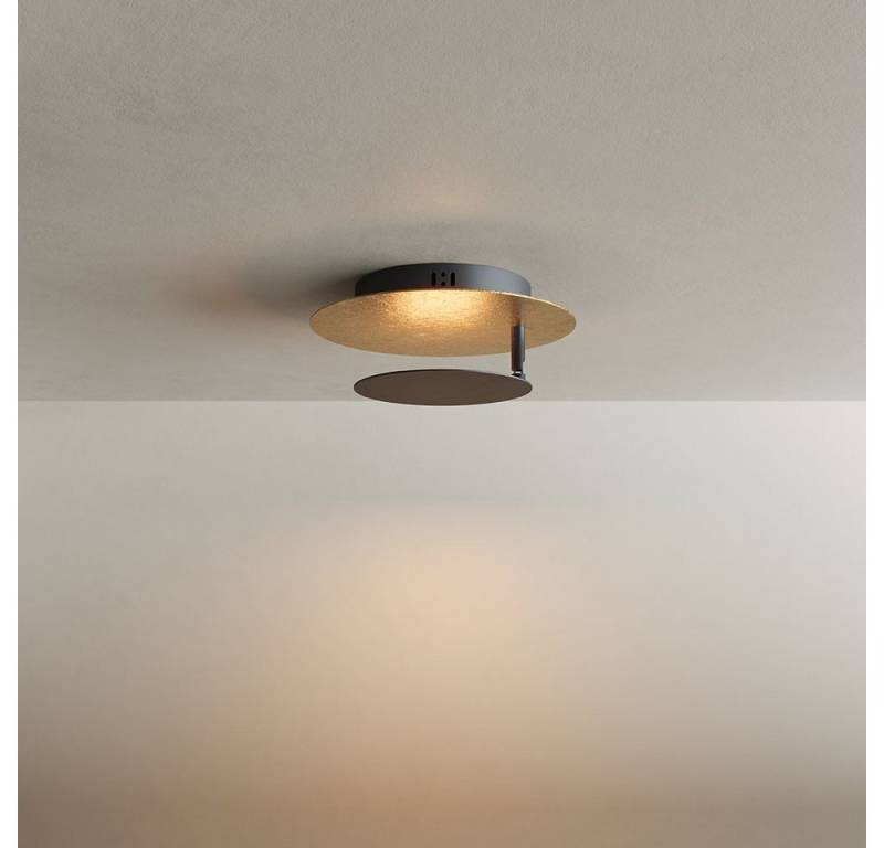 s.luce Deckenleuchte LED Wandlampe Deckenlampe Plate Blattgold, Warmweiß von s.luce