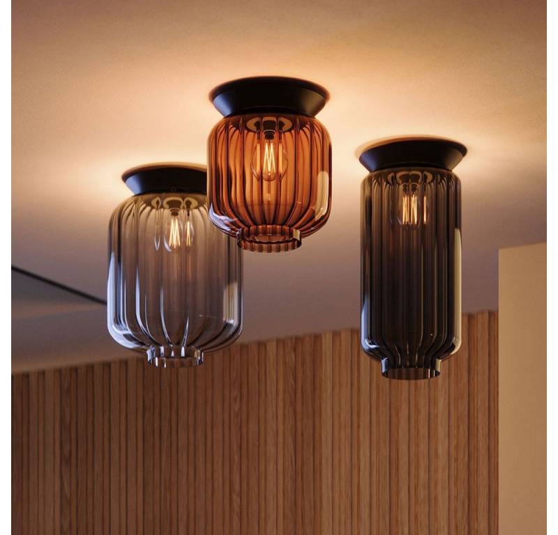 s.luce Deckenleuchte Velo Glas Deckenlampe E27 Rauch, Schwarz von s.luce