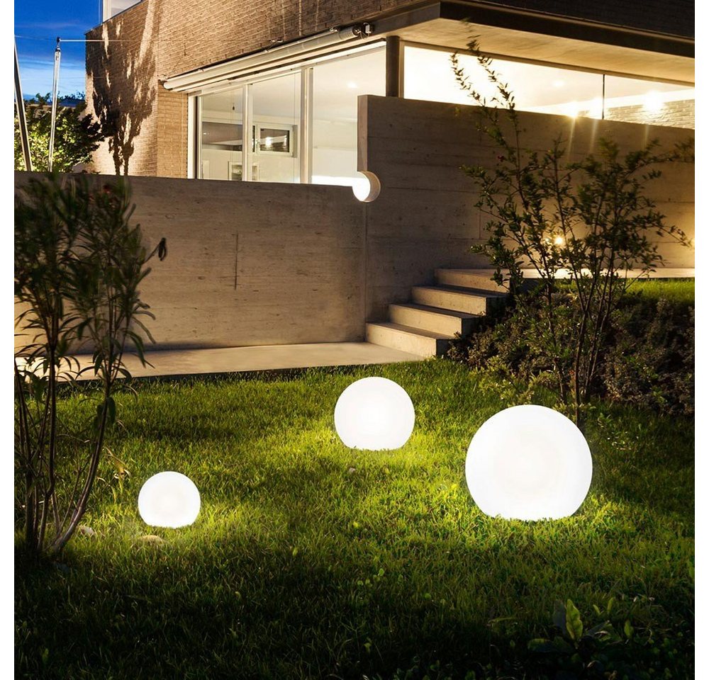 s.luce Dekolicht Garten Kugelleuchten Set Globe Weiß, Ohne Leuchtmittel, Warmweiß von s.luce