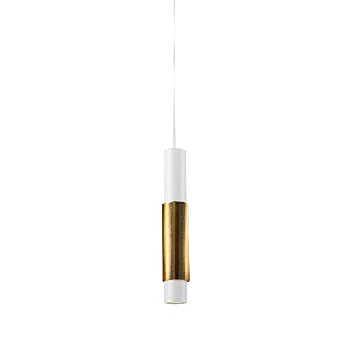 s.luce Hängelampe Crutch mit Deko Zylinder Pendelleuchte Modern, Farbe:Weiß, Abdeckung:Gold-Gebürstet von s.luce