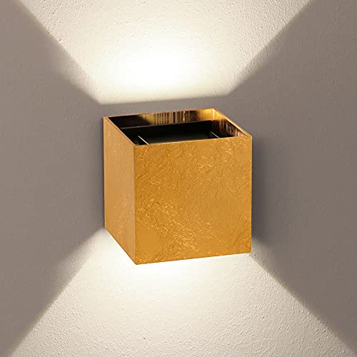 s.luce Ixa LED High Power Wandlampe IP20 Dimmbare Wandleuchte Up und Down Light, Farbe Blattgold, Quadratisch von s`luce