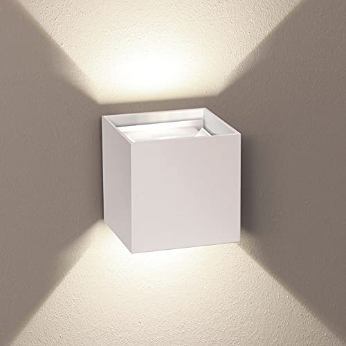 s.luce Ixa LED High Power Wandlampe IP20 Dimmbare Wandleuchte Up und Down Light, Farbe Weiß, Quadratisch von s.luce