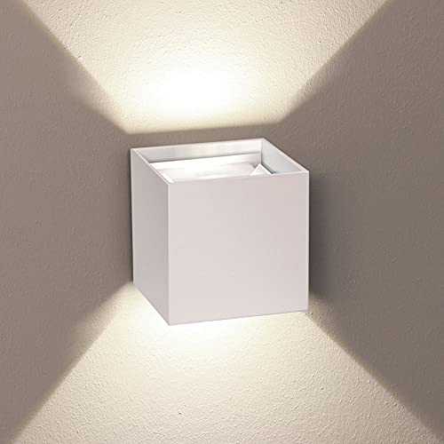 s.luce Ixa LED High Power Wandlampe IP20 Dimmbare Wandleuchte Up und Down Light, Farbe Weiß, Quadratisch von s`luce