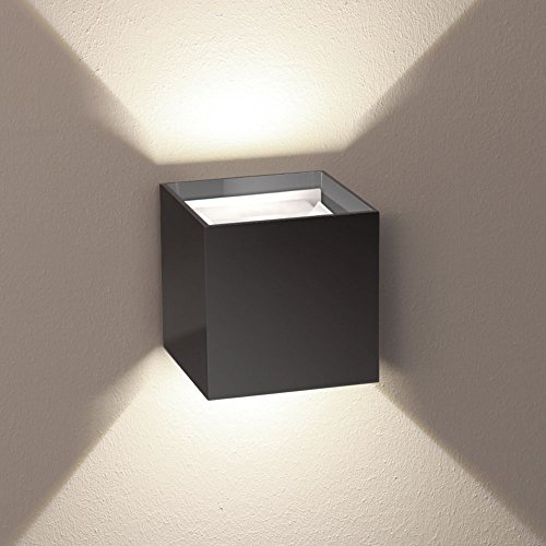 s.luce Ixa LED Wandlampe mit Bewegungsmelder, Farbe:Anthrazit, Form:Quadratisch von s.luce