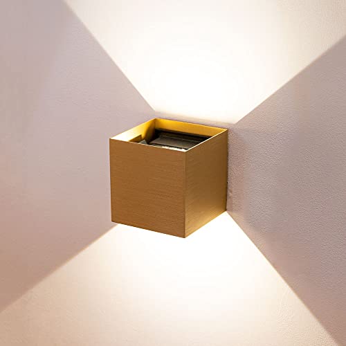 s.luce Ixa LED Wandlampe mit Bewegungsmelder, Farbe:Gold-Gebürstet, Form:Quadratisch von s.luce
