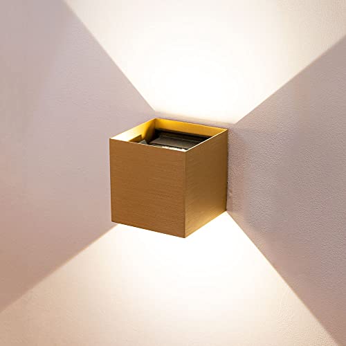 s.luce Ixa LED Wandlampe mit Bewegungsmelder, Farbe:Gold-Gebürstet, Form:Quadratisch von s`luce