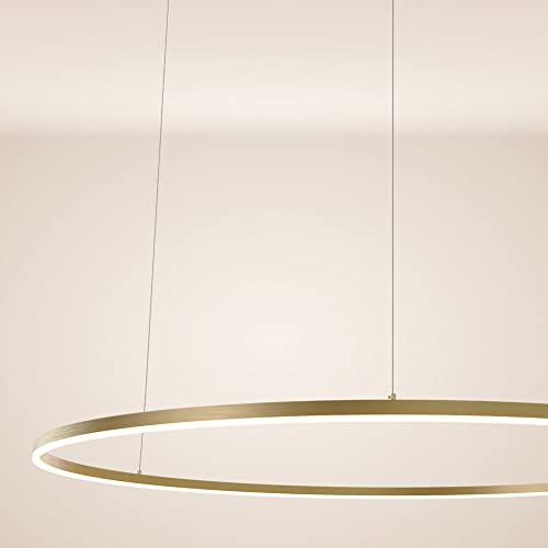 s.luce LED Ring Pendelleuchte rund Direkt oder Indirekt Hängelampe Wohnzimmerleuchte, Farbe:Gold, Größe:Ø 150cm von s`luce