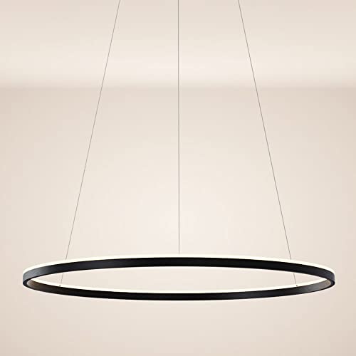 s.luce LED Ring Pendelleuchte rund Direkt oder Indirekt Hängelampe Wohnzimmerleuchte, Farbe:Schwarz, Größe:Ø 100cm von s`luce