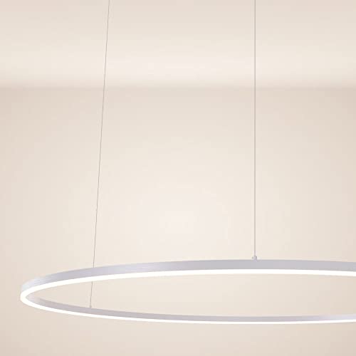 s.luce LED Ring Pendelleuchte rund Direkt oder Indirekt Hängelampe Wohnzimmerleuchte, Farbe:Weiß, Größe:Ø 120cm von s`luce