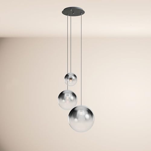 s.luce Orb 3-flammige Galerieleuchte Modular Galerielampe Treppenhausleuchte, Farbe Glas:Rauch Verlauf, Farbe Aufhängung:Schwarz von s`luce