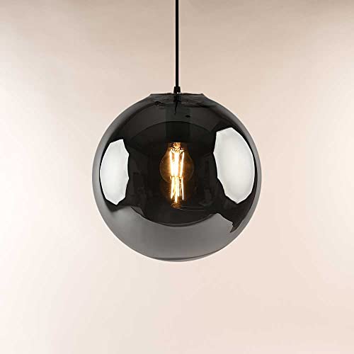 s.luce Orb Glaskugel Hängeleuchte Hängelampe Pendellampe Pendelleuchte Glaslampe, Farbe Schwarz/Rauch, Größe Ø 20cm von s.luce