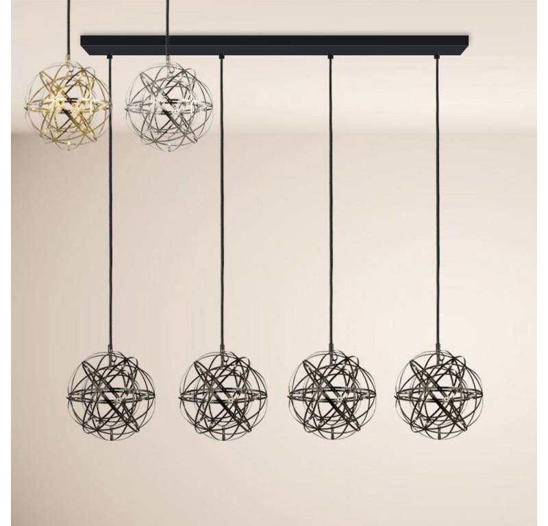 s.luce Pendelleuchte Atom LED Esstisch-Pendelleuchte 2-5-flammig Balken 120cm Schwarzchrom, Warmweiß von s.luce