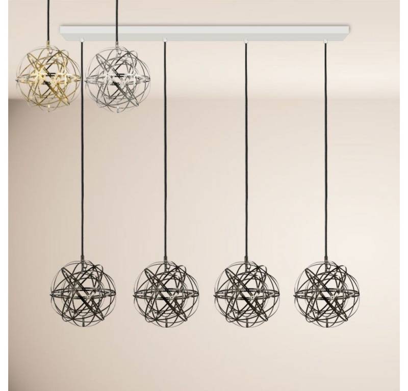 s.luce Pendelleuchte Atom LED Esstisch-Pendelleuchte 2-5-flammig Balken 120cm Chrom, Warmweiß von s.luce