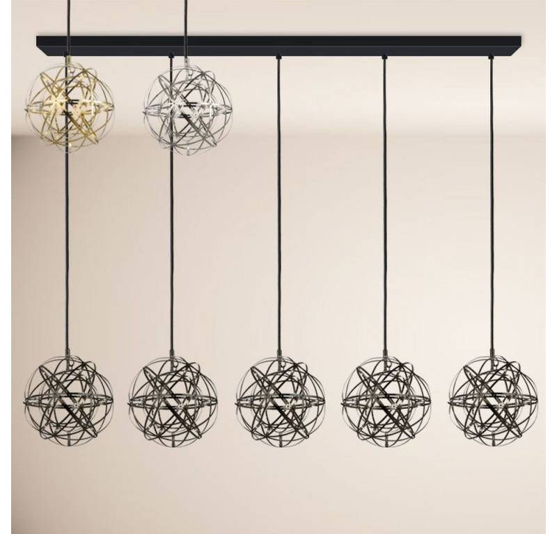 s.luce Pendelleuchte Atom LED Esstisch-Pendelleuchte 2-5-flammig Balken 160cm Chrom, Warmweiß von s.luce