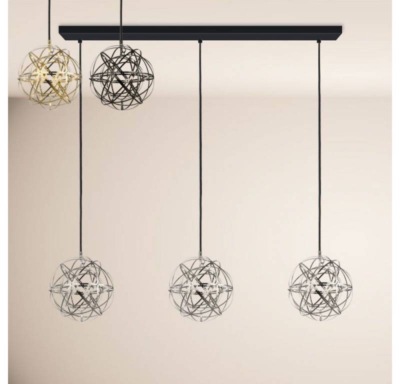 s.luce Pendelleuchte Atom LED Esstisch-Pendelleuchte 2-5-flammig Balken 160cm Gold, Warmweiß von s.luce