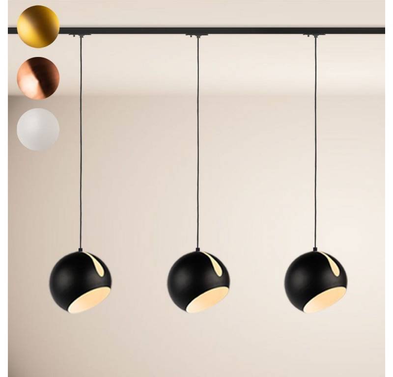 s.luce Pendelleuchte Ball Esstisch-Hängeleuchte 1-Phasen-Schiene 200cm Ø 30cm Mittel Gold von s.luce