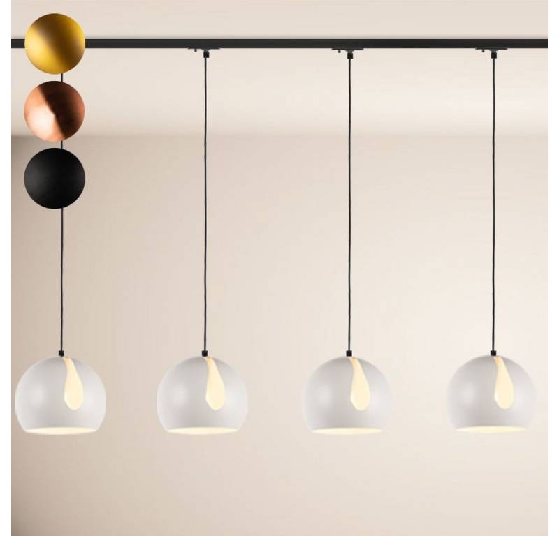 s.luce Pendelleuchte Ball Esstisch-Hängeleuchte 1-Phasen-Schiene 200cm Ø 30cm Mittel Weiß von s.luce