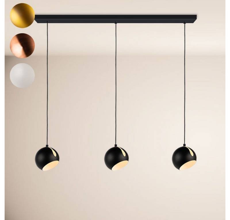s.luce Pendelleuchte Ball Esstisch-Pendelleuchte 2-5-flammig Ø 20cm Balken 120cm Schwarz von s.luce