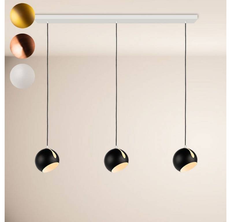 s.luce Pendelleuchte Ball Esstisch-Pendelleuchte 2-5-flammig Ø 20cm Balken 120cm Schwarz von s.luce