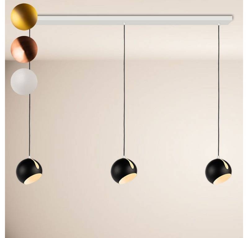 s.luce Pendelleuchte Ball Esstisch-Pendelleuchte 2-5-flammig Ø 20cm Balken 160cm Schwarz von s.luce