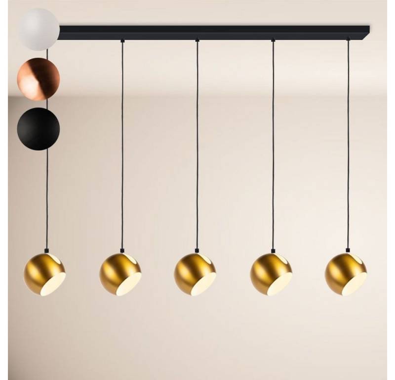 s.luce Pendelleuchte Ball Esstisch-Pendelleuchte 2-5-flammig Ø 20cm Balken 160cm Kupfer von s.luce