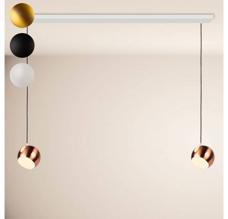s.luce Pendelleuchte Ball Esstisch-Pendelleuchte 2-5-flammig Ø 20cm Balken 160cm Weiß von s.luce