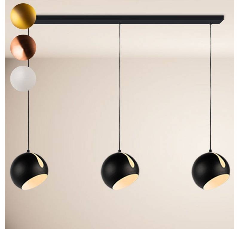 s.luce Pendelleuchte Ball Esstisch-Pendelleuchte 2-5-flammig Ø 30cm Balken 120cm Kupfer von s.luce