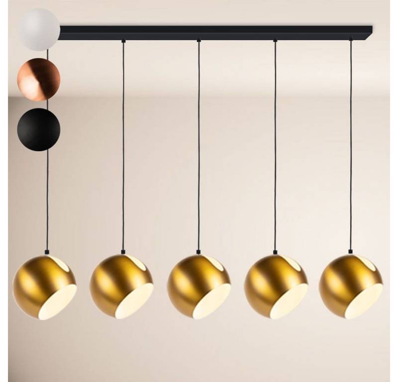 s.luce Pendelleuchte Ball Esstisch-Pendelleuchte 2-5-flammig Ø 30cm Balken 120cm Kupfer von s.luce
