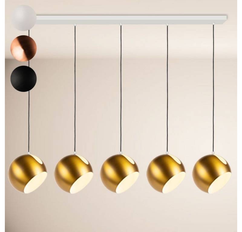 s.luce Pendelleuchte Ball Esstisch-Pendelleuchte 2-5-flammig Ø 30cm Balken 120cm Kupfer von s.luce