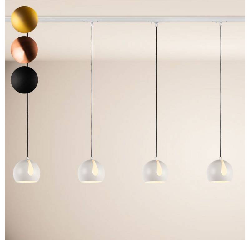 s.luce Pendelleuchte Ball Esstischlampe 1-Phasen-Schiene 200cm Ø 20cm Endeinsp. Gold von s.luce