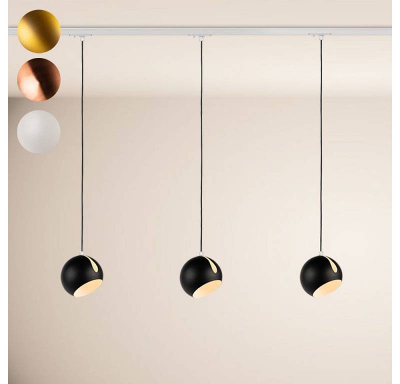 s.luce Pendelleuchte Ball Esstischlampe 1-Phasen-Schiene 200cm Ø 20cm Endeinsp. Gold von s.luce