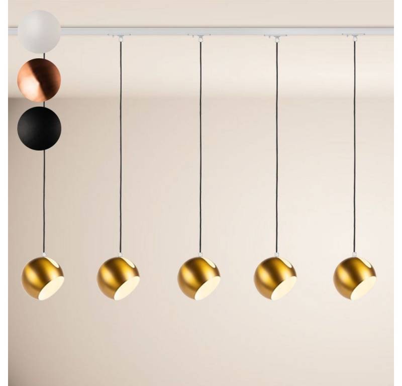 s.luce Pendelleuchte Ball Esstischlampe 1-Phasen-Schiene 200cm Ø 20cm Endeinsp. Schwarz von s.luce