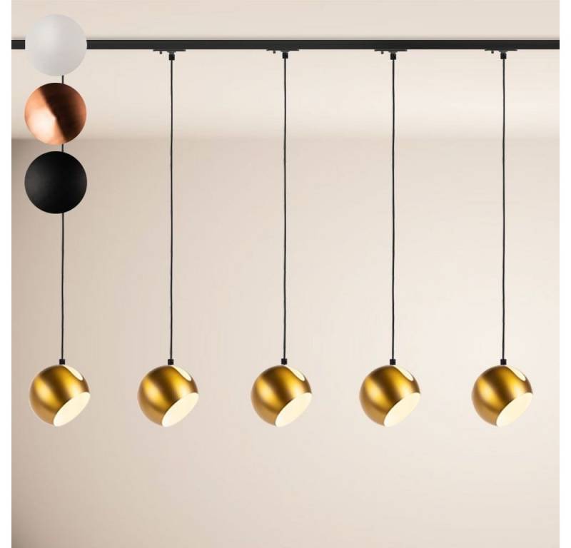 s.luce Pendelleuchte Ball Esstischlampe 1-Phasen-Schiene 200cm Ø 20cm Endeinsp. Schwarz von s.luce