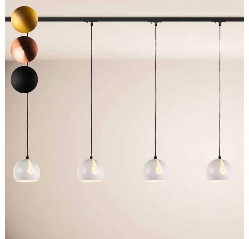 s.luce Pendelleuchte Ball Esstischlampe 1-Phasen-Schiene 200cm Ø 20cm Endeinsp. Weiß von s.luce